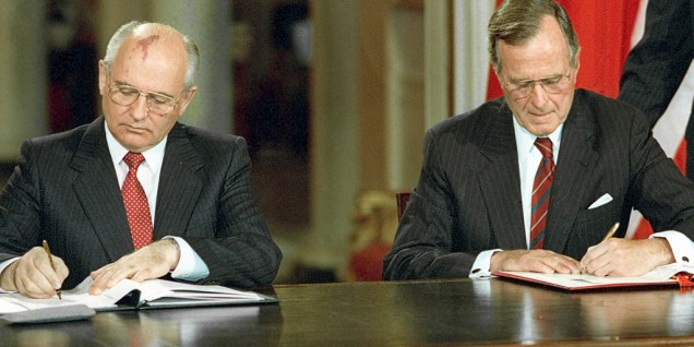 Президенты СССР и США М.С.Горбаев и Дж.Буш